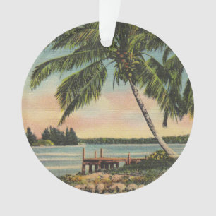 Vintage Coconut Palms Tropical Breeze Sunset Ornament