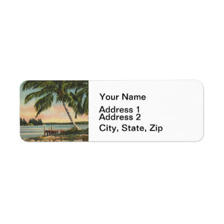 Vintage Coconut Palms Tropical Breeze Sunset Return Address Label