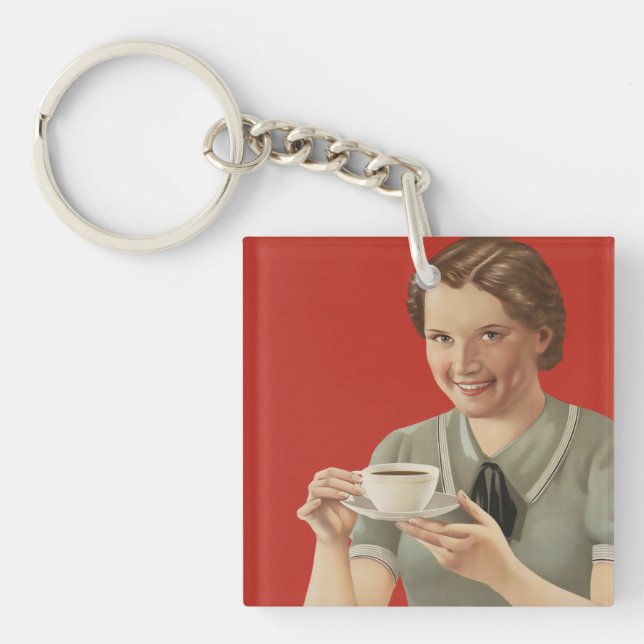 Vintage Coffee Advertisement Key Ring (Front)
