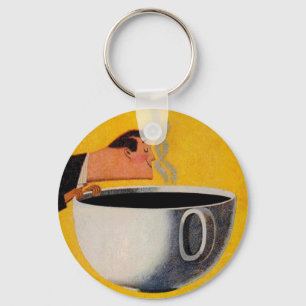 Vintage Coffee Advertisement Key Ring