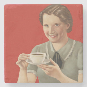 Vintage Coffee Advertisement Stone Coaster