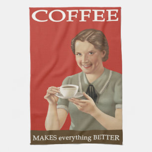 Vintage Coffee Advertisement Tea Towel