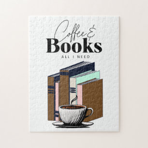 Vintage Coffee and Books   All I Need Art Jigsaw Puzzle
