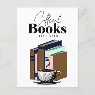Vintage Coffee and Books   All I Need Art Postcard