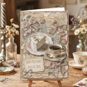 Vintage Coffee and Cake Personalised Birthday Card