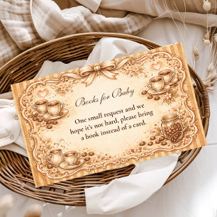 Vintage Coffee Baby Shower Books for Baby Enclosure Card