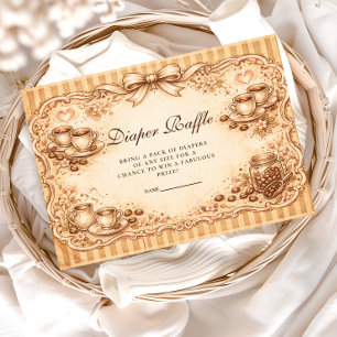 Vintage Coffee Baby Shower Diapper Raffle Enclosure Card