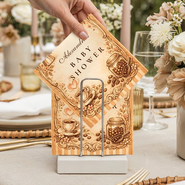 Vintage Coffee Baby Shower Napkin (Creator Uploaded)