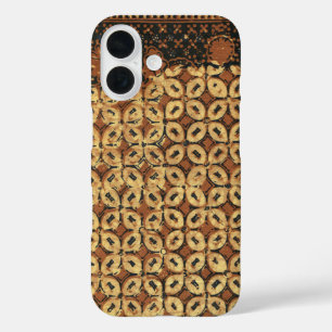 Vintage Coffee Bean Geometric Batik Pattern iPhone 16 Case