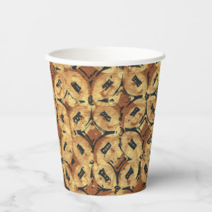 Vintage Coffee Bean Geometric Batik Pattern Paper Cups