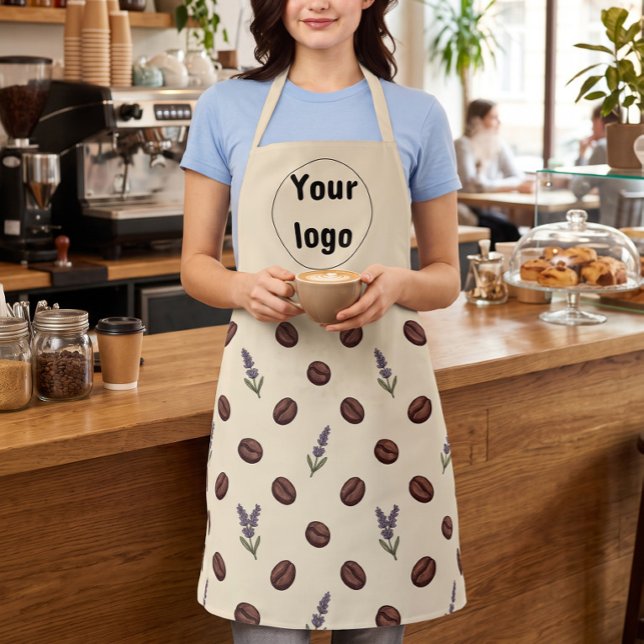 Vintage Coffee Beans and Lavender Cafe Branding Apron (Creator Uploaded)