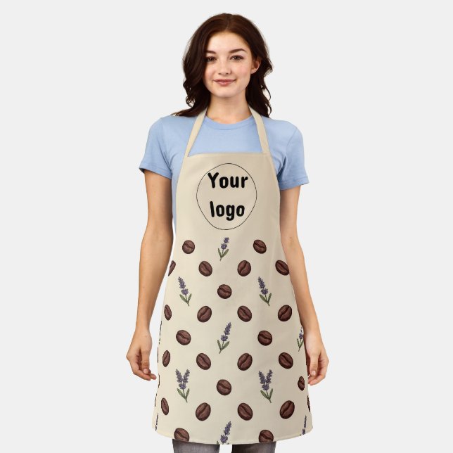 Vintage Coffee Beans and Lavender Cafe Branding Apron (Worn)