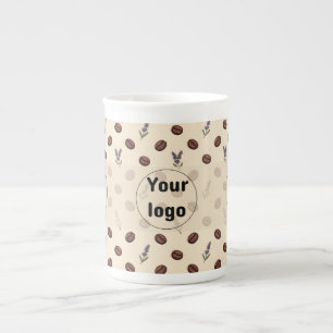 Vintage Coffee Beans and Lavender Cafe Branding Bone China Mug