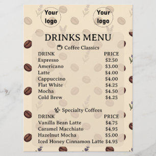 Vintage Coffee Beans and Lavender Cafe Branding Menu