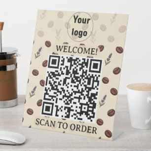 Vintage Coffee Beans and Lavender Cafe Branding Pedestal Sign