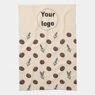 Vintage Coffee Beans and Lavender Cafe Branding Tea Towel