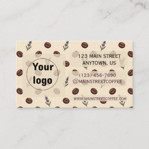 Vintage Coffee Beans and Lavender Seamless Pattern Business Card