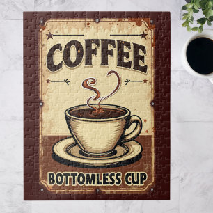 Vintage Coffee Bottomless Cup Sign  Jigsaw Puzzle