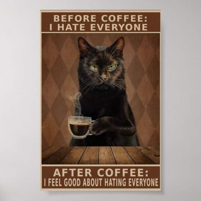 Vintage coffee cat poster (Front)