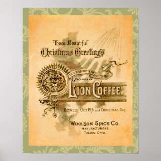 Vintage Coffee Christmas Label Print