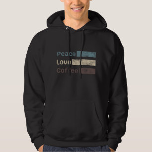 vintage coffee colourful text peace love coffee hoodie