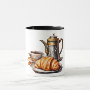 Vintage Coffee & Croissant Mug 