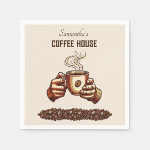 Vintage Coffee Cup Custom Cafe Brand Napkin