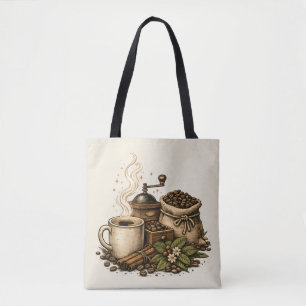 Vintage Coffee Cup Illustration Tote Bag