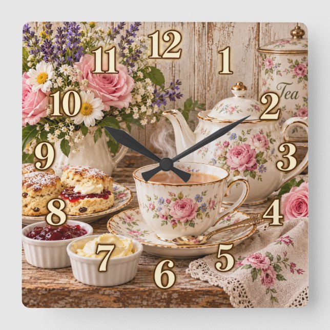 Vintage Coffee Cup Kitchen Clock (Front)