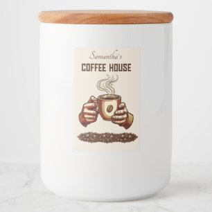 Vintage Coffee Cup Terracotta Cafe Branding Food Label