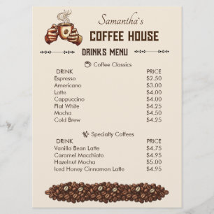 Vintage Coffee Cup Terracotta Cafe Branding Menu