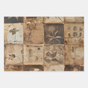 Vintage Coffee Decoupage Heavy Set of 3 Wrapping Paper Sheet