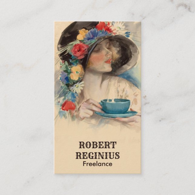 Vintage Coffee Drink Art Business Card (Front)