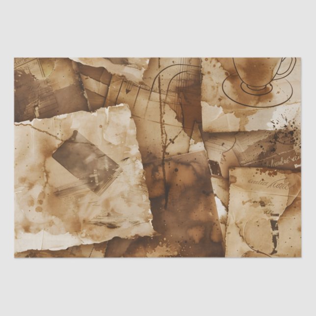 Vintage Coffee Dyed Decoupage Print  Tissue Paper (Front)