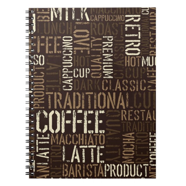 Vintage Coffee Experience Seamless Pattern Notebook (Front)
