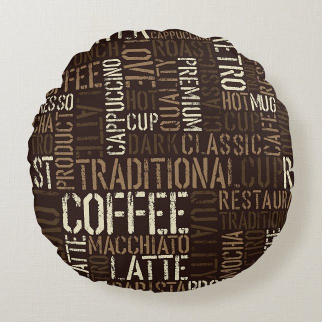 Vintage Coffee Experience Seamless Pattern Round Cushion (Front)