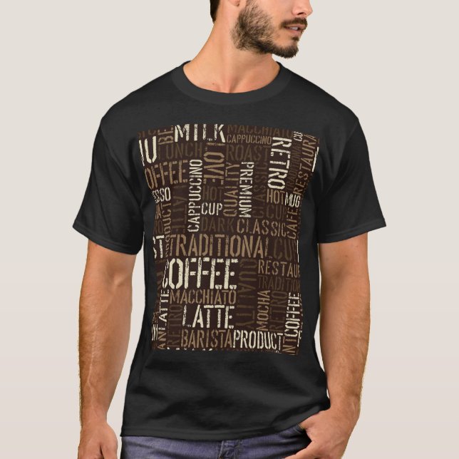 Vintage Coffee Experience Seamless Pattern T-Shirt (Front)