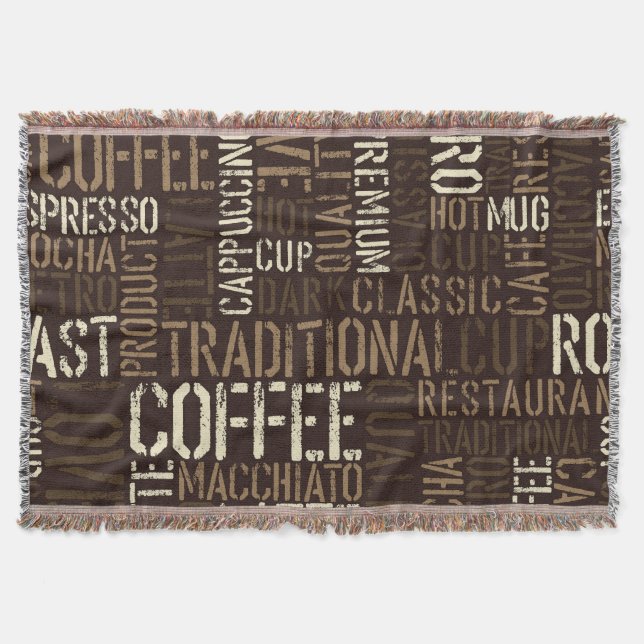 Vintage Coffee Experience Seamless Pattern Throw Blanket (Front)