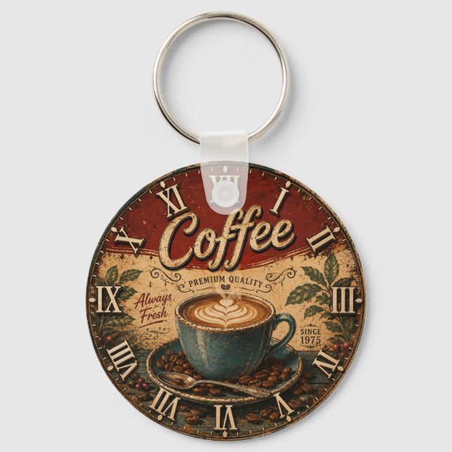 Vintage Coffee  Key Ring (Front)