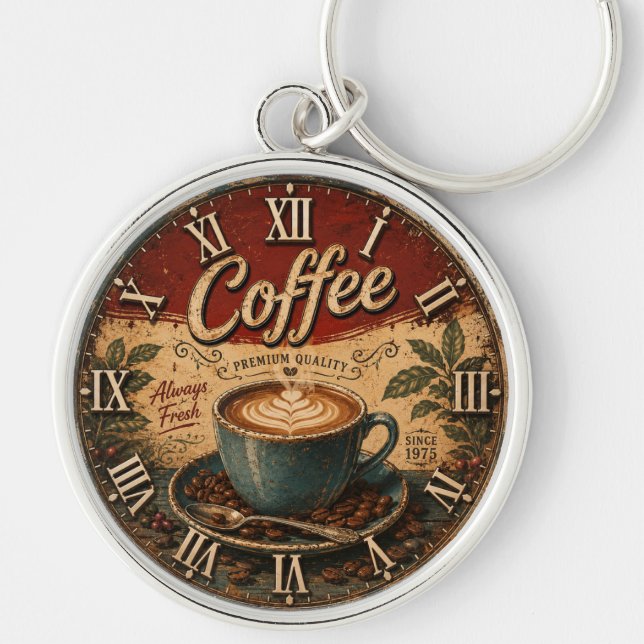 Vintage Coffee  Key Ring (Front)