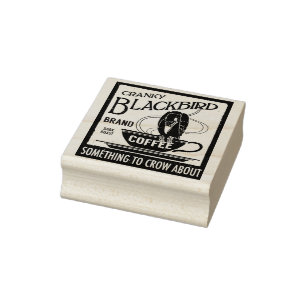 Vintage Coffee Label Stamp Blackbird Crow