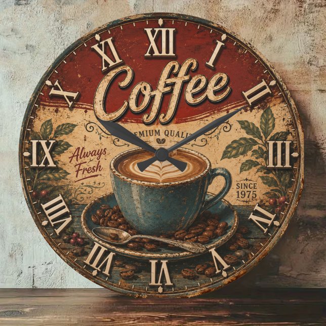 Vintage Coffee  Large Clock (Creator Uploaded)