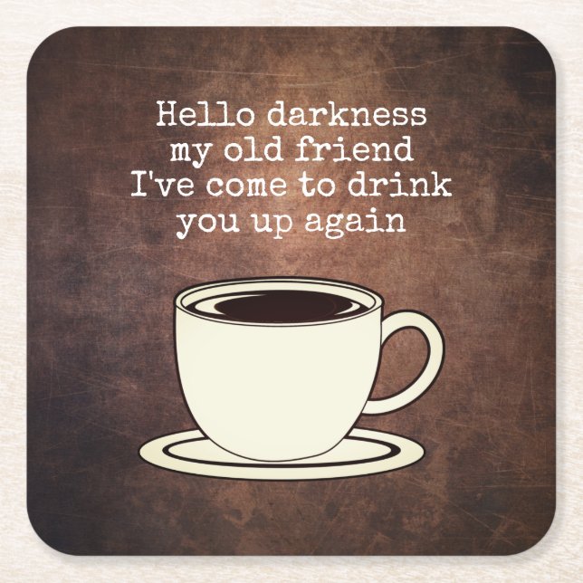 Vintage Coffee Lover Funny Quote Square Paper Coaster (Front)