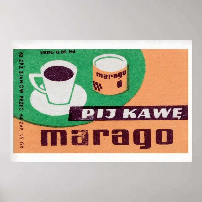 Vintage Coffee Matchbox Print - Japanese Label (Front)