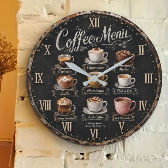 Vintage Coffee Menu Large Clock (Creator Uploaded)