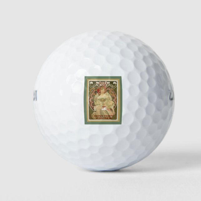 Vintage Coffee Poster Golf Balls (Front)