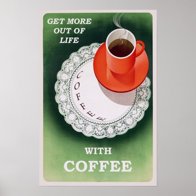 Vintage Coffee Poster Retro Advertisement (Front)