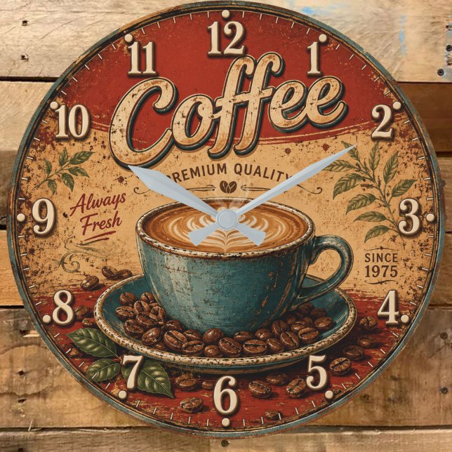 Vintage Coffee Rustic Farmhouse  Large Clock (Creator Uploaded)