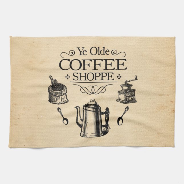 Vintage Coffee Shop Tea Towel (Horizontal)