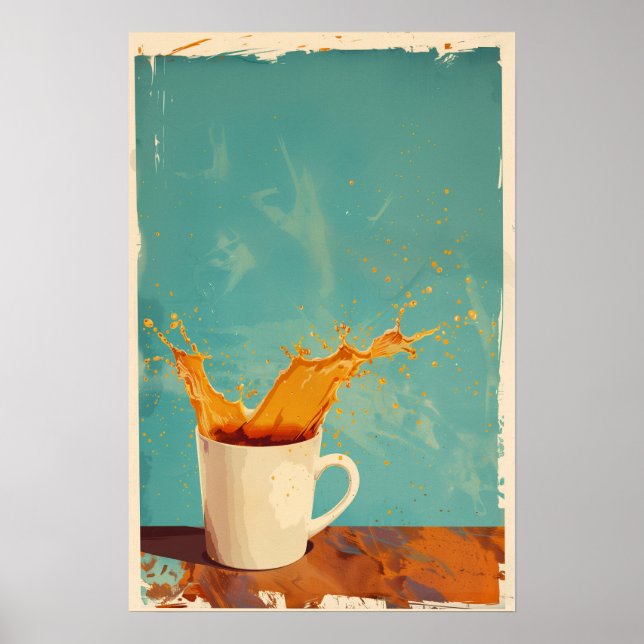 Vintage Coffee Splash Poster (Front)